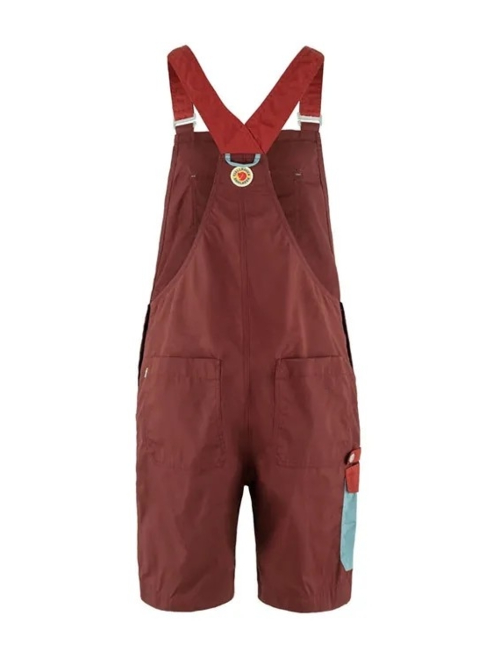 Fjallraven Samlaren Dungaree Short Overalls with Light Blue and Red Accents - Picture 2 of 3